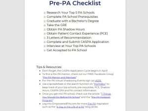 Pre-Physician Assistant Checklist