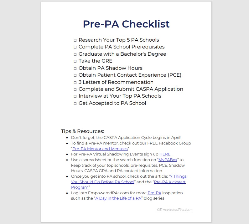 PrePA Checklist EmpoweredPAs
